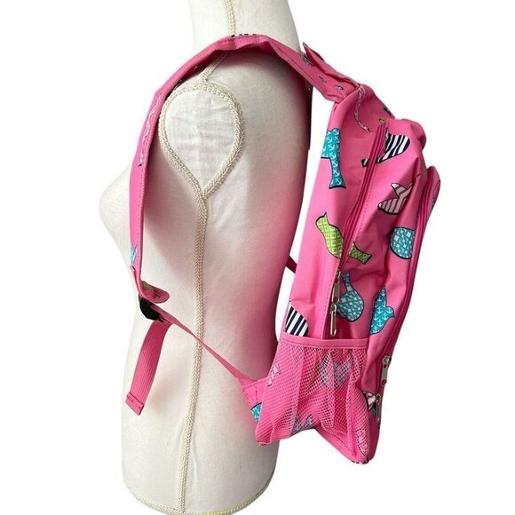 NWT Pink Bird Print Nylon Backpack - Picture 2 of 7
